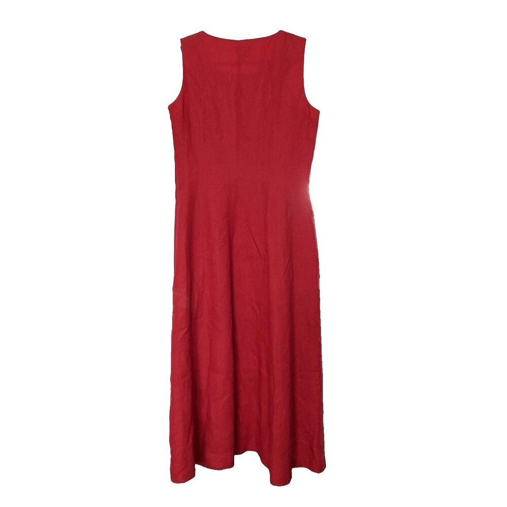 Vintage Talbots 100% Irish Linen Maxi Dress 12 Red Sleeveless ~ See Measurements - Picture 5 of 5